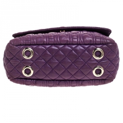 Pre Owned CH Carolina Herrera Purple Monogram Leather Chain Shoulder Bag