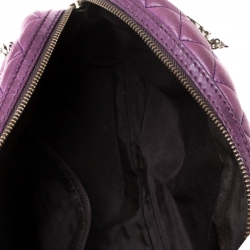 Pre Owned CH Carolina Herrera Purple Monogram Leather Chain Shoulder Bag