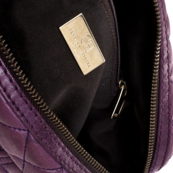 Pre Owned CH Carolina Herrera Purple Monogram Leather Chain Shoulder Bag