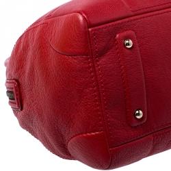 Pre Owned Carolina Herrera Red Leather Bowler Bag