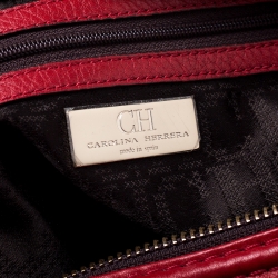 Pre Owned Carolina Herrera Red Leather Bowler Bag