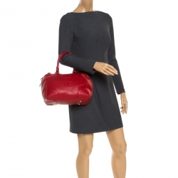 Pre Owned Carolina Herrera Red Leather Bowler Bag