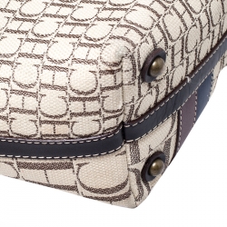 Pre Owned Carolina Herrera Multicolor Monogram Canvas and Leather Shopper Tote 