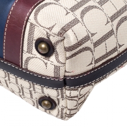 Pre Owned Carolina Herrera Multicolor Monogram Canvas and Leather Shopper Tote 