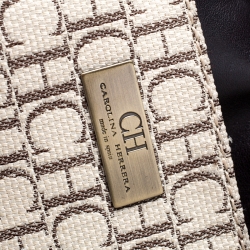 Pre Owned Carolina Herrera Multicolor Monogram Canvas and Leather Shopper Tote 