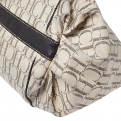 Pre Owned Carolina Herrera Beige/Brown Monogram Coated Canvas Chain Tote