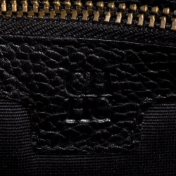 Pre Owned محفظة كارولينا هيريرا سحاب ملتف جلد سوداء