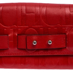 Pre Owned محفظة كارولينا هيريرا جلد نقشة مونوغرامية بقلاب