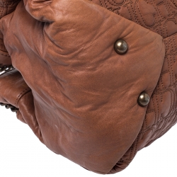Pre Owned CH Carolina Herrera Brown Monogram Leather Tote