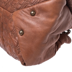 Pre Owned CH Carolina Herrera Brown Monogram Leather Tote