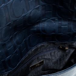 مملوكة مسبقًا Carolina Herrera Navy Blue Leather Flap Shoulder Bag