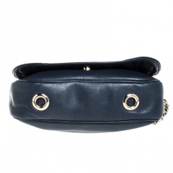 مملوكة مسبقًا Carolina Herrera Navy Blue Leather Flap Shoulder Bag