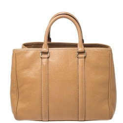 Pre Owned Carolina Herrera Beige Pebbled Leather Medium Matteo Tote