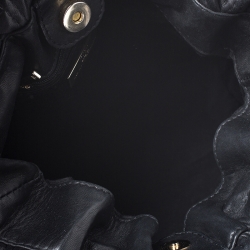 Pre Owned CH Carolina Herrera Black Monogram Embossed Leather Bucket Bag