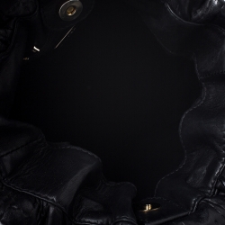 Pre Owned CH Carolina Herrera Black Monogram Embossed Leather Bucket Bag