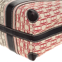 مملوكة مسبقًا Carolina Herrera Beige/Multicolor Canvas Shopper Tote