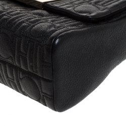 مملوكة مسبقًا CH Carolina Herrera Black Leather Small Top Handle Bag