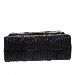 مملوكة مسبقًا CH Carolina Herrera Black Leather Small Top Handle Bag