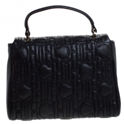 مملوكة مسبقًا CH Carolina Herrera Black Leather Small Top Handle Bag