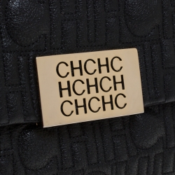 مملوكة مسبقًا CH Carolina Herrera Black Leather Small Top Handle Bag