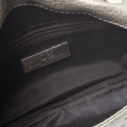Pre Owned Carolina Herrera Metallic Silver Monogram Leather Audrey Shoulder Bag