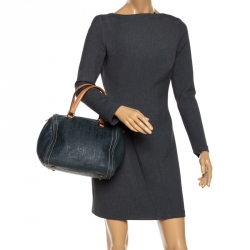 Pre Owned Carolina Herrera Dark Green Monogram Leather Andy Boston Bag