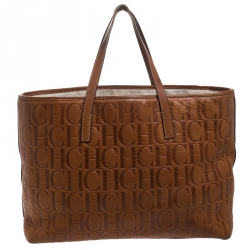 Pre Owned حقيبة يد كارولينا شوبر جلد مونوغرامية بنية