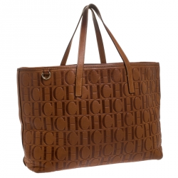 Pre Owned حقيبة يد كارولينا شوبر جلد مونوغرامية بنية