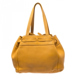 Pre Owned حقيبة كتف كارولينا هيريرا جلد أصفر مستردة برباط