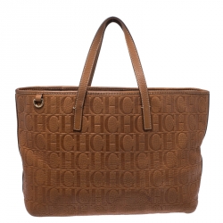 Pre Owned حقيبة يد كارولينا شوبر جلد مونوغرامية بنية