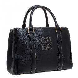 Pre Owned Carolina Herrera Black Leather Andy Boston Bag