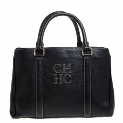 Pre Owned Carolina Herrera Black Leather Andy Boston Bag