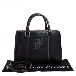 Pre Owned Carolina Herrera Black Leather Andy Boston Bag