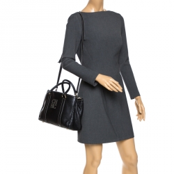 Pre Owned Carolina Herrera Black Leather Andy Boston Bag