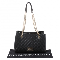 Pre Owned حقيبة كتف كارولينا هيريرا جلد أسود بشراشيب