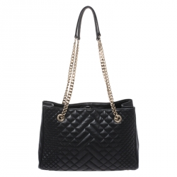 Pre Owned حقيبة كتف كارولينا هيريرا جلد أسود بشراشيب