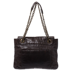 Pre Owned Carolina Herrera Brown Monogram Leather Audrey Shoulder Bag