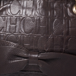 Pre Owned Carolina Herrera Brown Monogram Leather Audrey Shoulder Bag