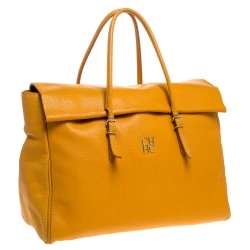 مملوكة مسبقًا Carolina Herrera Yellow Leather Tempo Collection Adagio Tote