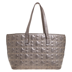 مملوكة مسبقًا حقيبة يد شوبر كارولينا هريرا جلد مونوغرامية فضية ميتالك 