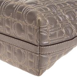 مملوكة مسبقًا حقيبة يد شوبر كارولينا هريرا جلد مونوغرامية فضية ميتالك 