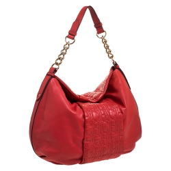 مملوكة مسبقًا حقيبة كارولينا هيريرا جلد أحمر بسلسلة