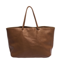 Pre Owned Carolina Herrera Brown Leather Shopper Tote