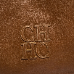 Pre Owned Carolina Herrera Brown Leather Shopper Tote