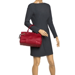 Pre Owned حقيبة كارولينا هيريرا جلد حمراء