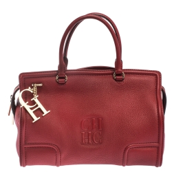 Pre Owned حقيبة كارولينا هيريرا جلد حمراء