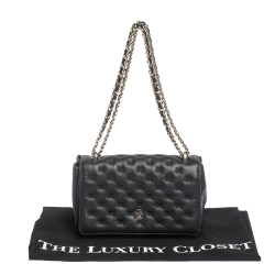 Pre Owned Carolina Herrera Black Stitched Leather Bimba Shoulder Bag