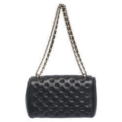 Pre Owned Carolina Herrera Black Stitched Leather Bimba Shoulder Bag