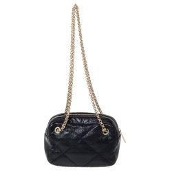 Pre Owned حقيبة كارولينا هيريرا كاميرا جلد أسود منقوش