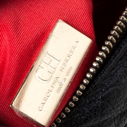 Pre Owned حقيبة كارولينا هيريرا كاميرا جلد أسود منقوش